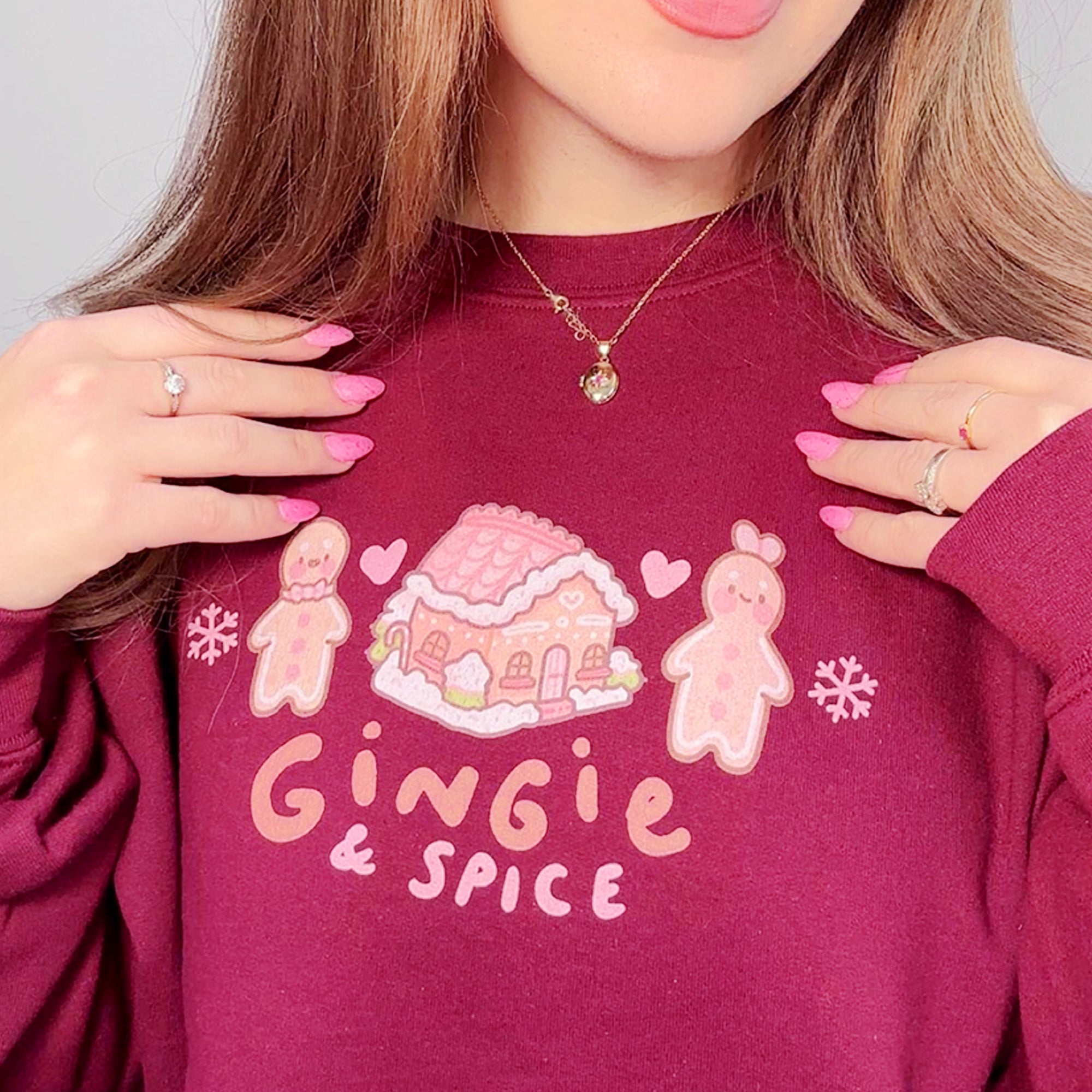 Gingie & Spice Whimsical Christmas Sweater | Kawaii Gingerbread Holiday Apparel | Cozy Winter Clothing Katnipp character product