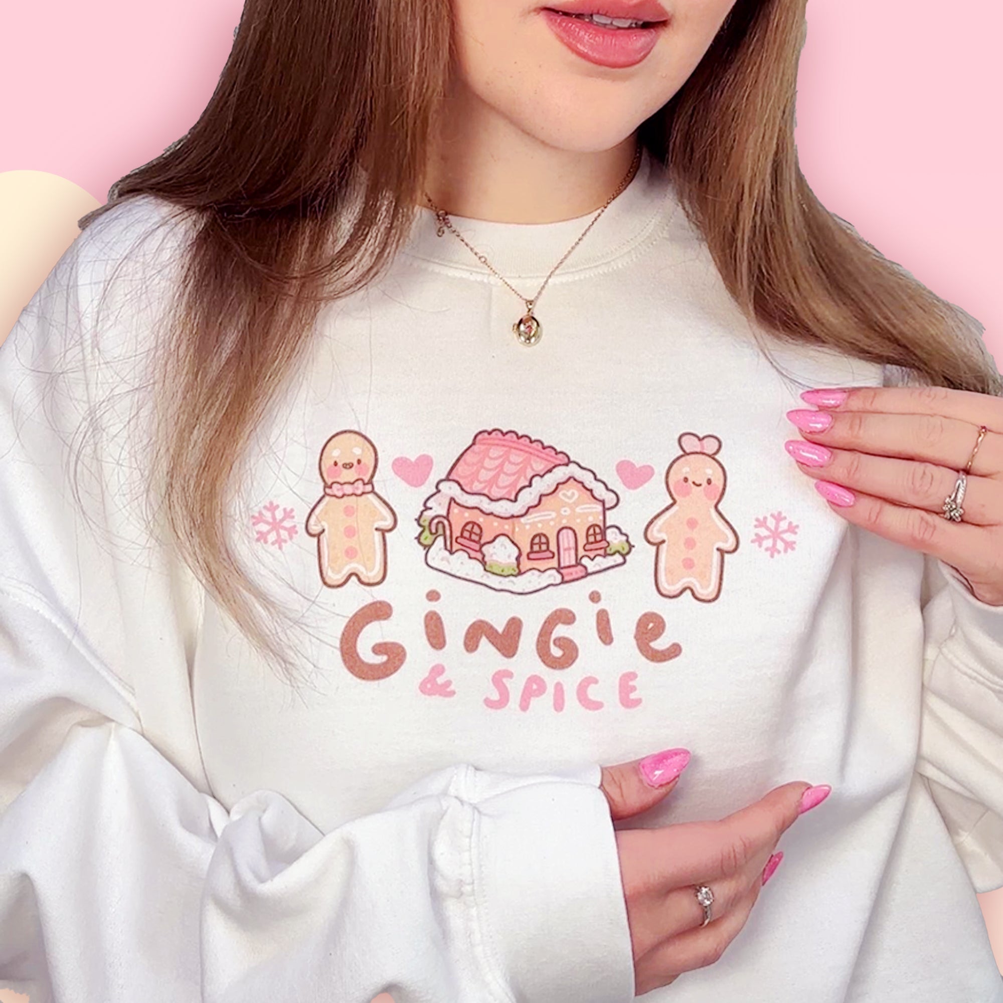Gingie & Spice Whimsical Christmas Sweater | Kawaii Gingerbread Holiday Apparel | Cozy Winter Clothing Katnipp character product