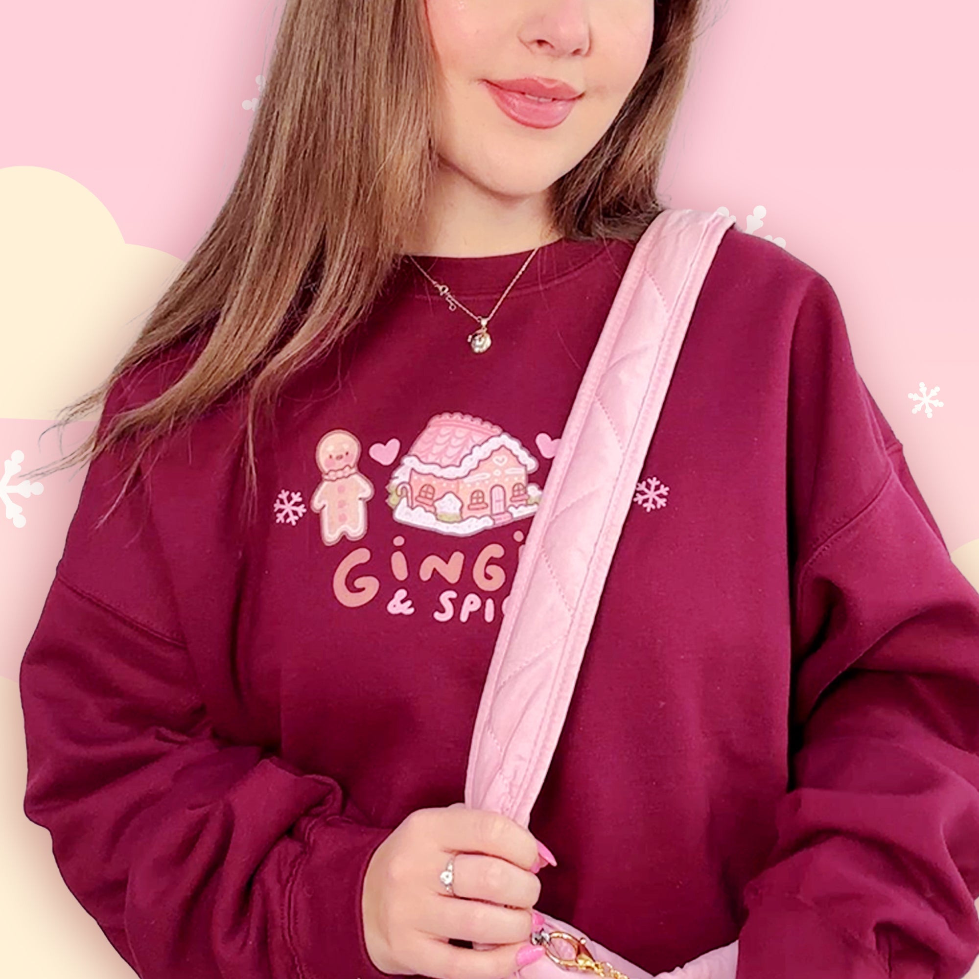 Gingie & Spice Whimsical Christmas Sweater | Kawaii Gingerbread Holiday Apparel | Cozy Winter Clothing Katnipp character product