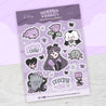 Gothic Halloween A5 Vinyl Sticker Sheet – “Creepy Chic” Kawaii Stickers - Halloween Stationery & Decor - Katnipp Studios