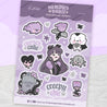 Gothic Halloween A5 Vinyl Sticker Sheet – “Creepy Chic” Kawaii Stickers - Halloween Stationery & Decor - Katnipp Studios