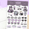 Gothic Halloween A6 Sticker Sheet – Kawaii Gothic Characters & Spooky Quotes - Halloween Stationery Stickers - SP 004 - Katnipp Studios