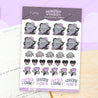 Gothic Halloween A6 Sticker Sheet – Spooky Headstones, Fluffy the Spider, and Kawaii Gothic Stationery Stickers – SP 005 - Katnipp Studios