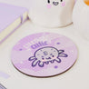 Gothic Halloween Coaster – “Cursed Cutie” with Fluffy the Spider - Spooky Desk Decor & Halloween Coaster - Katnipp Studios