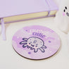 Gothic Halloween Coaster – “Cursed Cutie” with Fluffy the Spider - Spooky Desk Decor & Halloween Coaster - Katnipp Studios