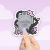 Gothic Headstone Sticker “Creepy Chic” – Kawaii Halloween Die-Cut with Bartholomew the Bat - Spooky Stationery Decor - Katnipp Studios