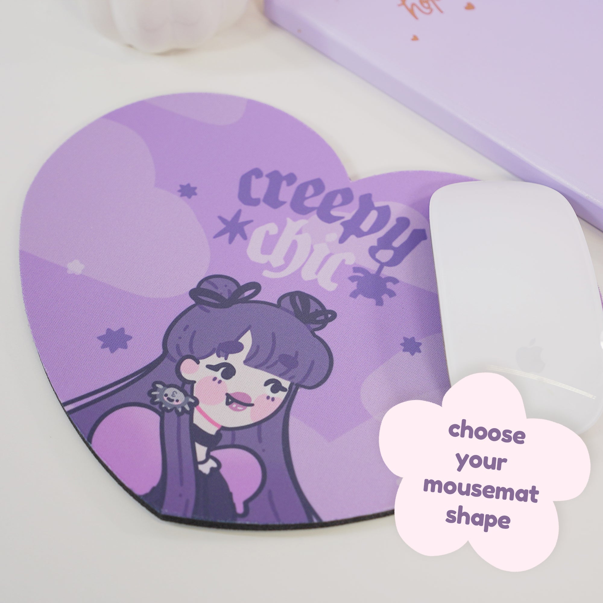 Gothic Purple Halloween Mouse Pad - “Creepy Chic” with Violet the Vampire - Kawaii Desk Decor - Katnipp Studios