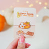 Gourdo Cosy Autumn Enamel Pin | Pumpkin Spice Coffee Pin | Kawaii Fall Accessory - Katnipp Studios