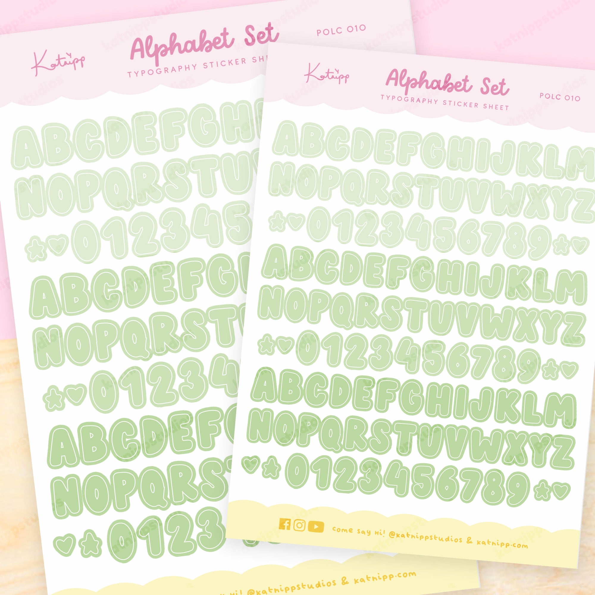 Green Alphabet Polco Deco Planner Stickers - Kawaii Green Alphabet, Decorative Planner Stickers - POLC 010 - Katnipp Studios