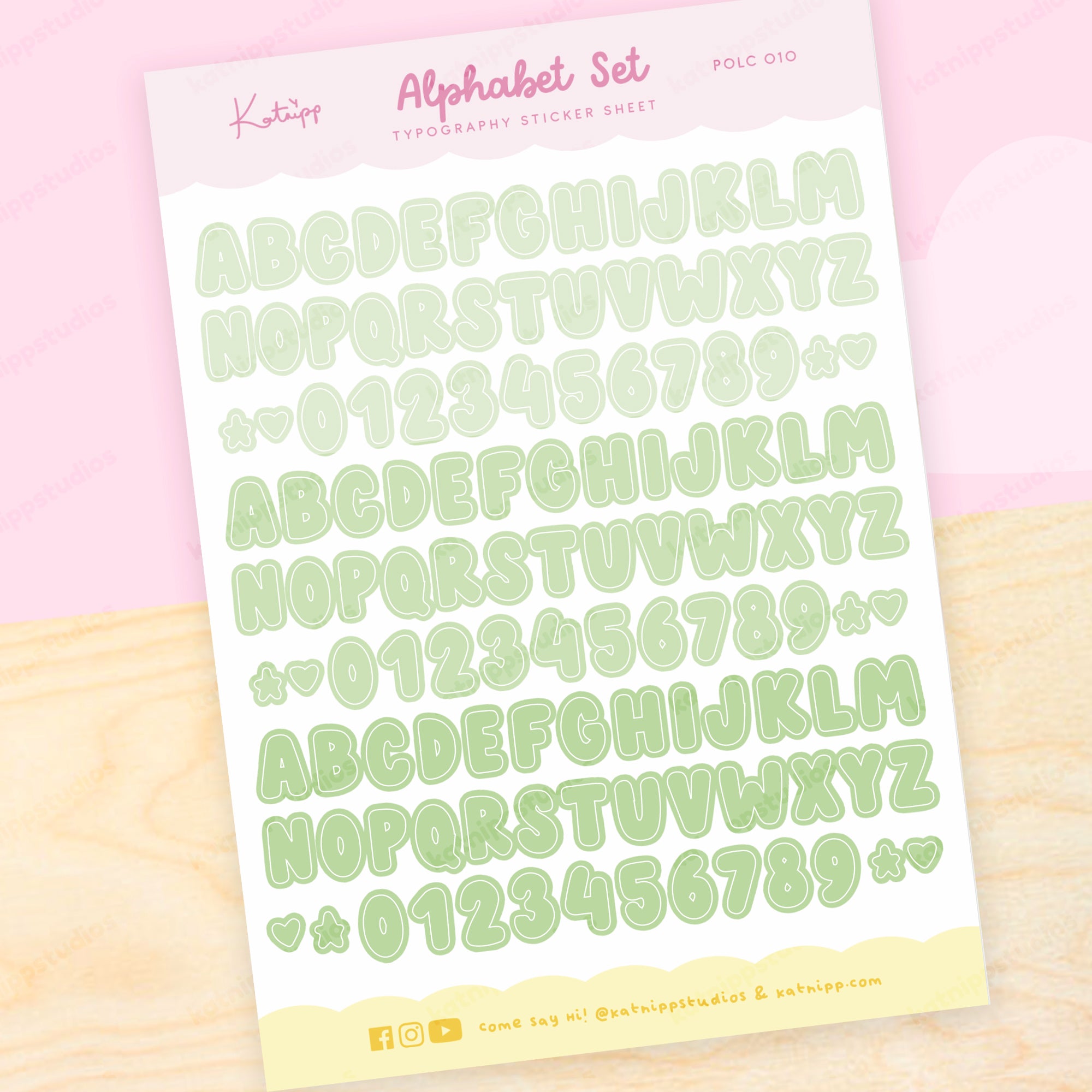 Green Alphabet Polco Deco Planner Stickers - Kawaii Green Alphabet, Decorative Planner Stickers - POLC 010 - Katnipp Studios