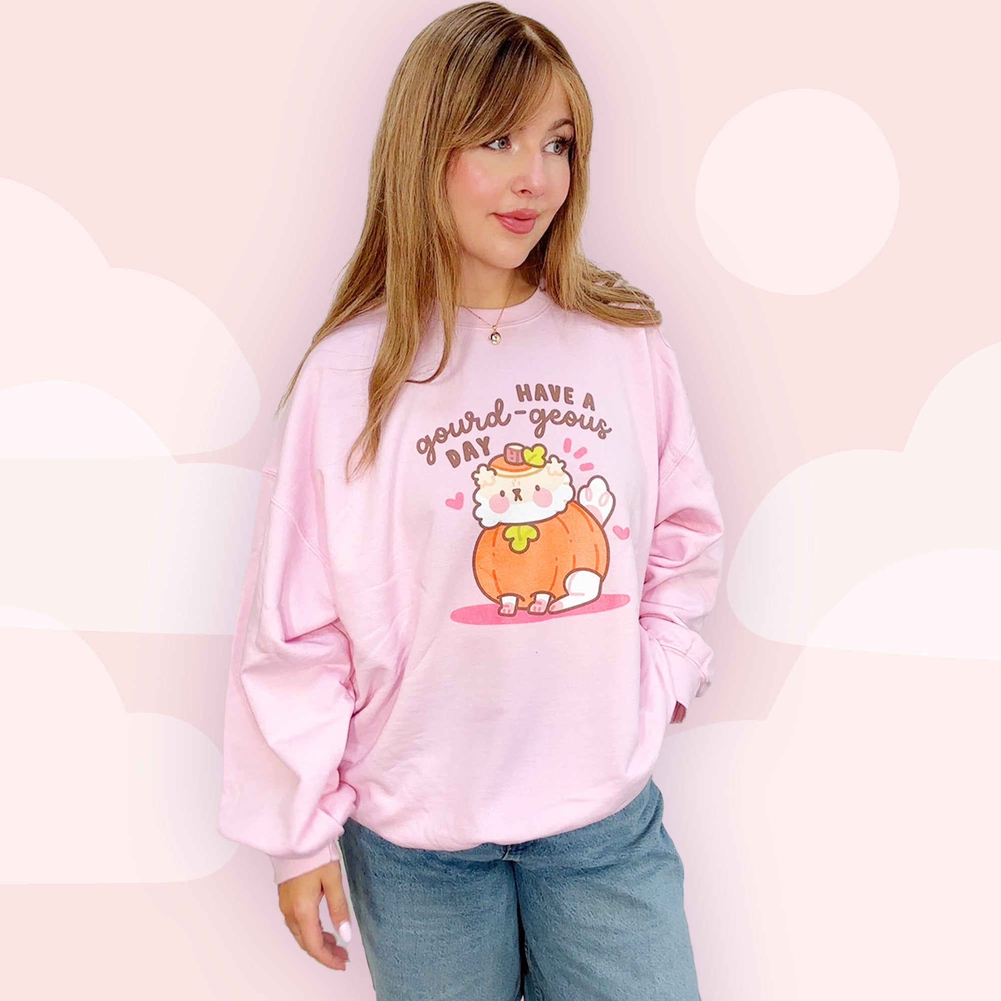 Have a Gourd - geous Day Kawaii Autumn Sweatshirt | Cozy Fall Dog Jumper | Cute Pumpkin Sweater Katnipp character product