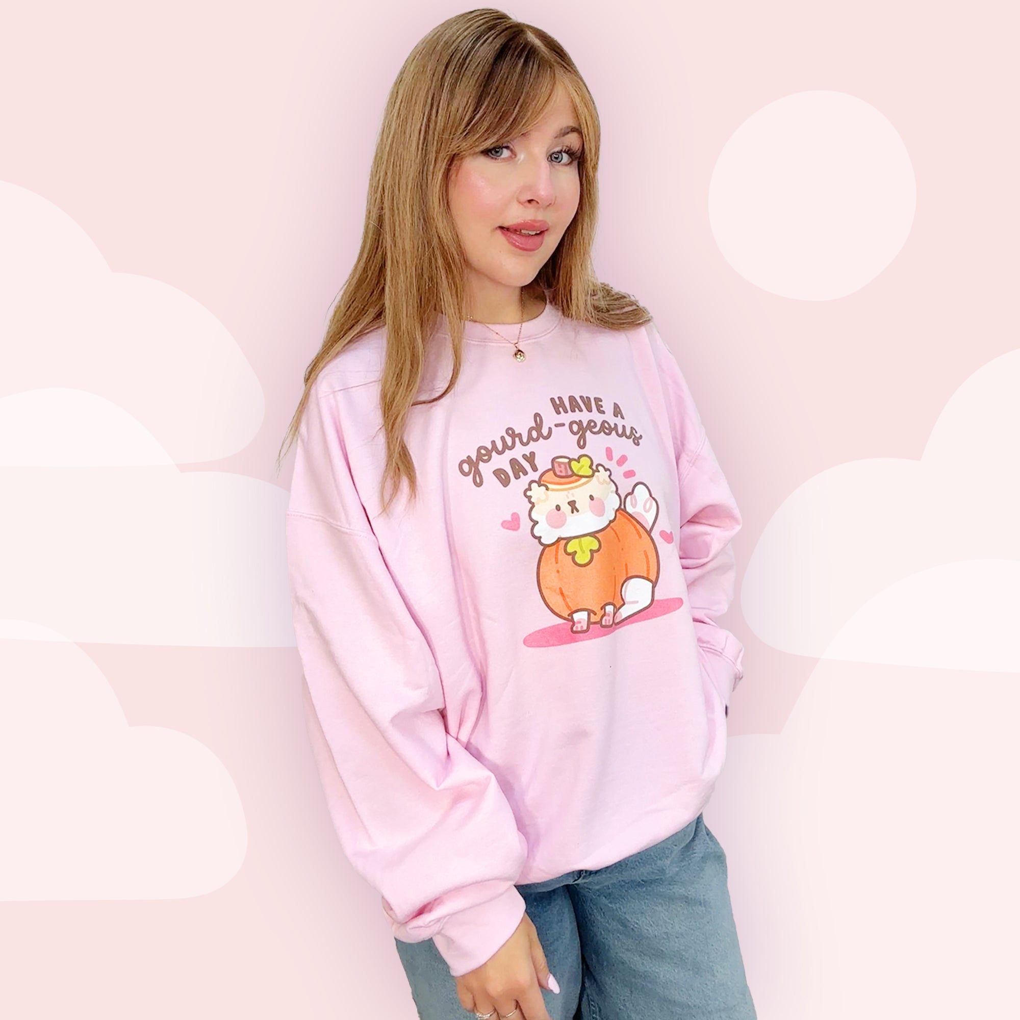 Have a Gourd - geous Day Kawaii Autumn Sweatshirt | Cozy Fall Dog Jumper | Cute Pumpkin Sweater Katnipp character product