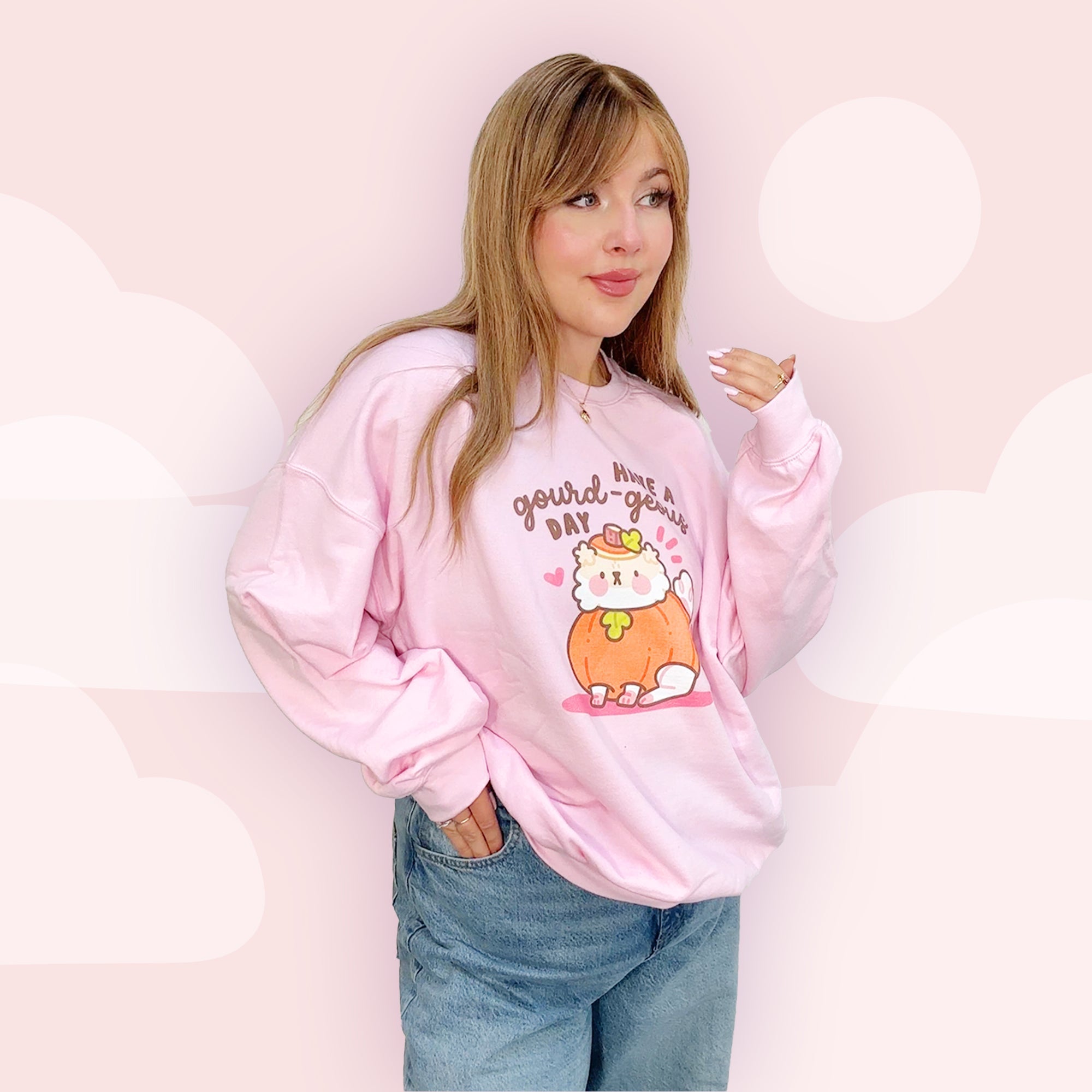 Have a Gourd - geous Day Kawaii Autumn Sweatshirt | Cozy Fall Dog Jumper | Cute Pumpkin Sweater Katnipp character product