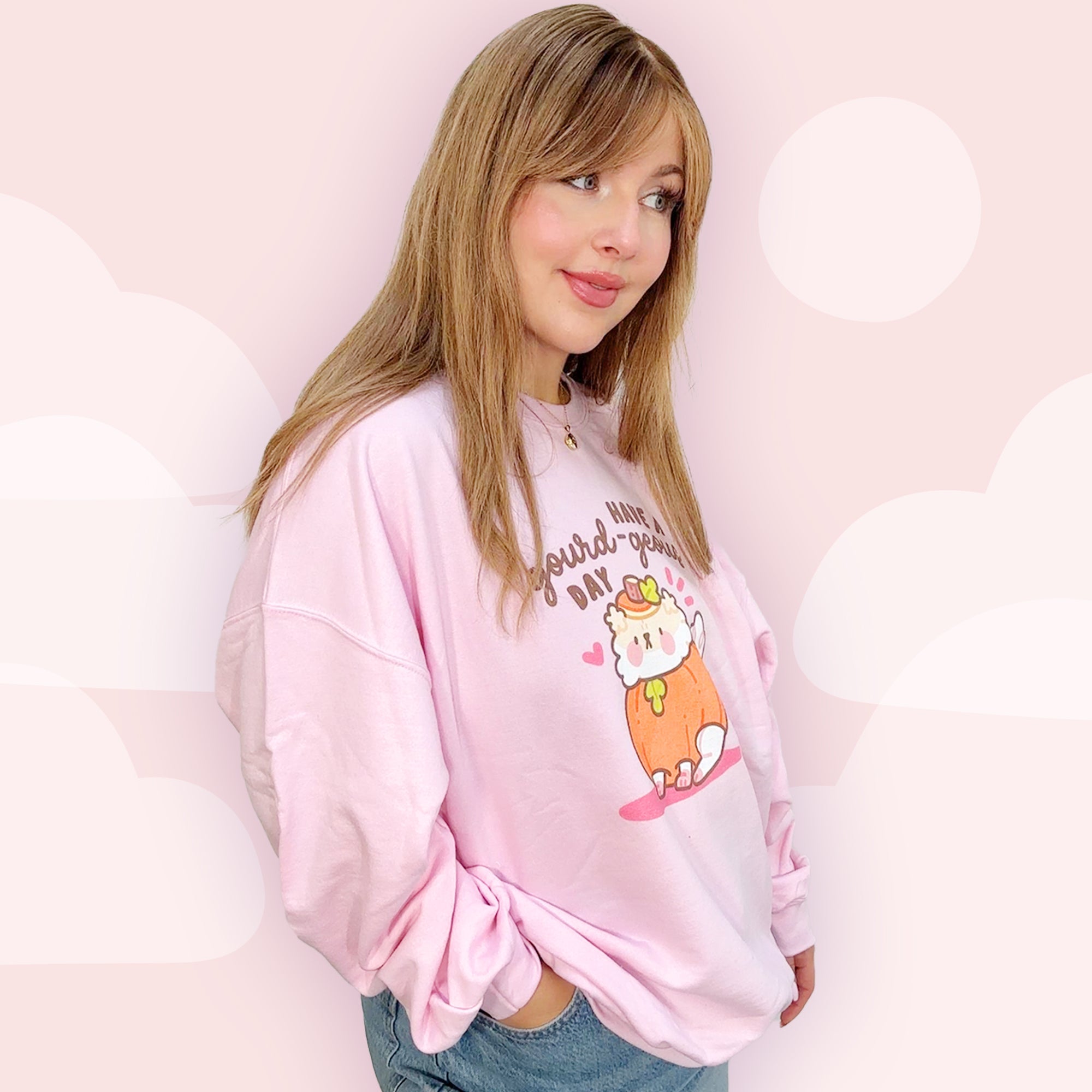 Have a Gourd - geous Day Kawaii Autumn Sweatshirt | Cozy Fall Dog Jumper | Cute Pumpkin Sweater Katnipp character product