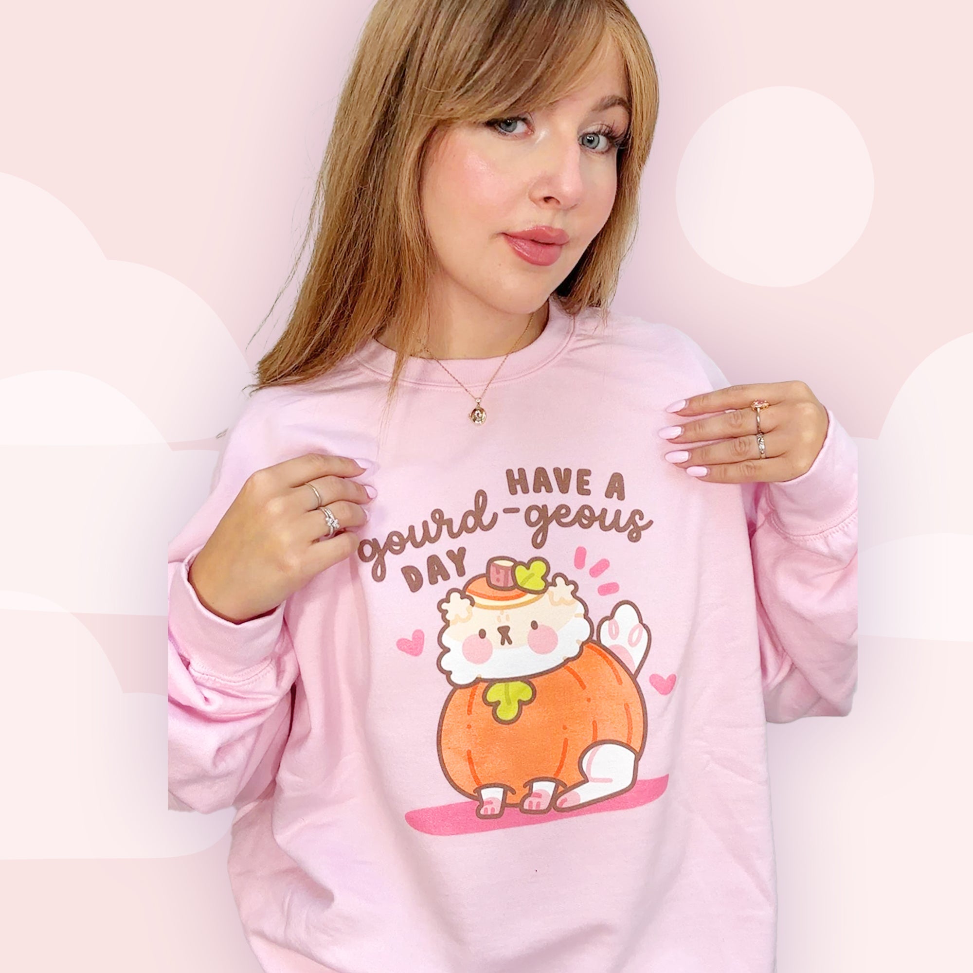 Have a Gourd - geous Day Kawaii Autumn Sweatshirt | Cozy Fall Dog Jumper | Cute Pumpkin Sweater Katnipp character product