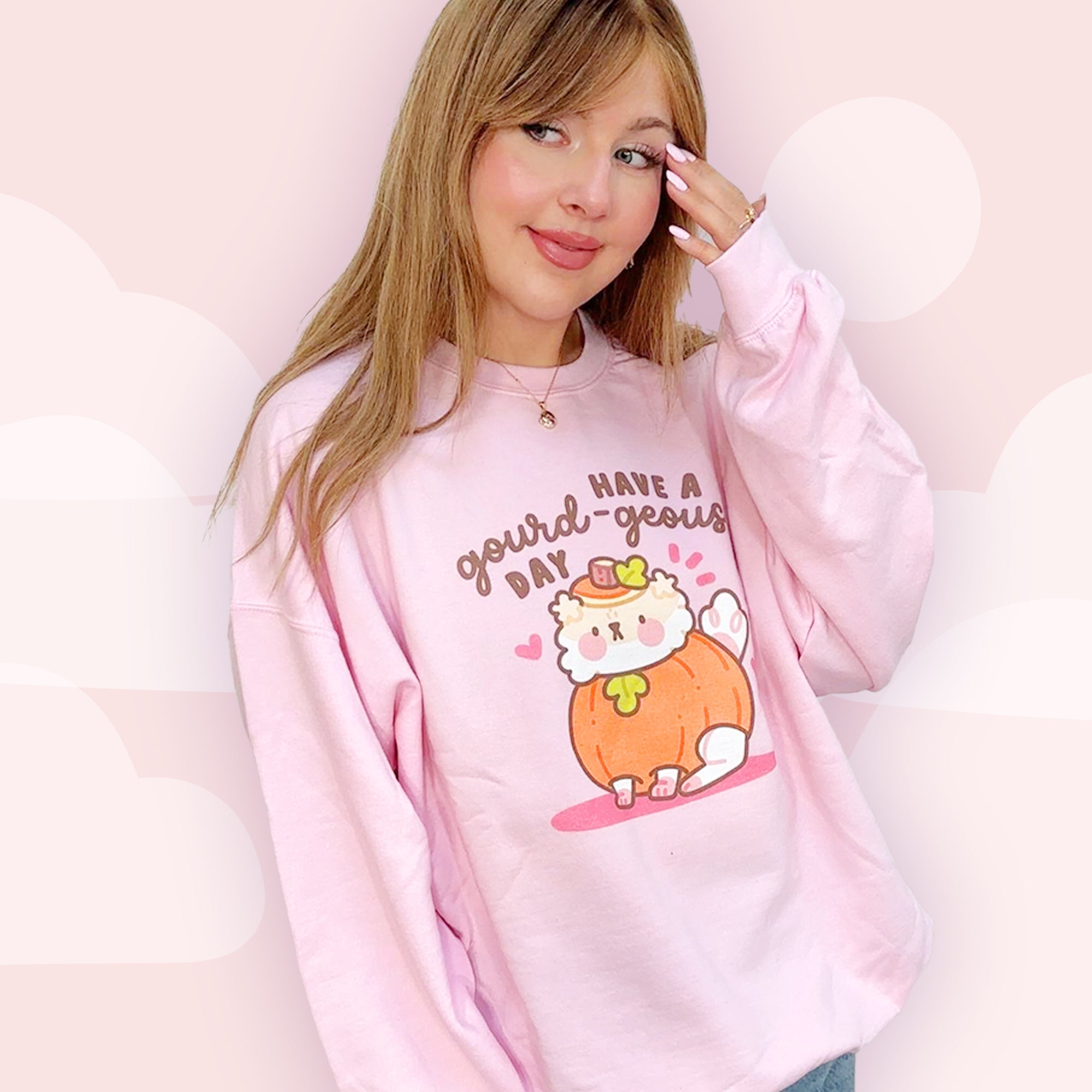 Have a Gourd - geous Day Kawaii Autumn Sweatshirt | Cozy Fall Dog Jumper | Cute Pumpkin Sweater Katnipp character product