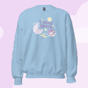 I Need Space Crew Neck Sweatshirt with Sleeve Design | Celestial Kawaii Katnipp character product