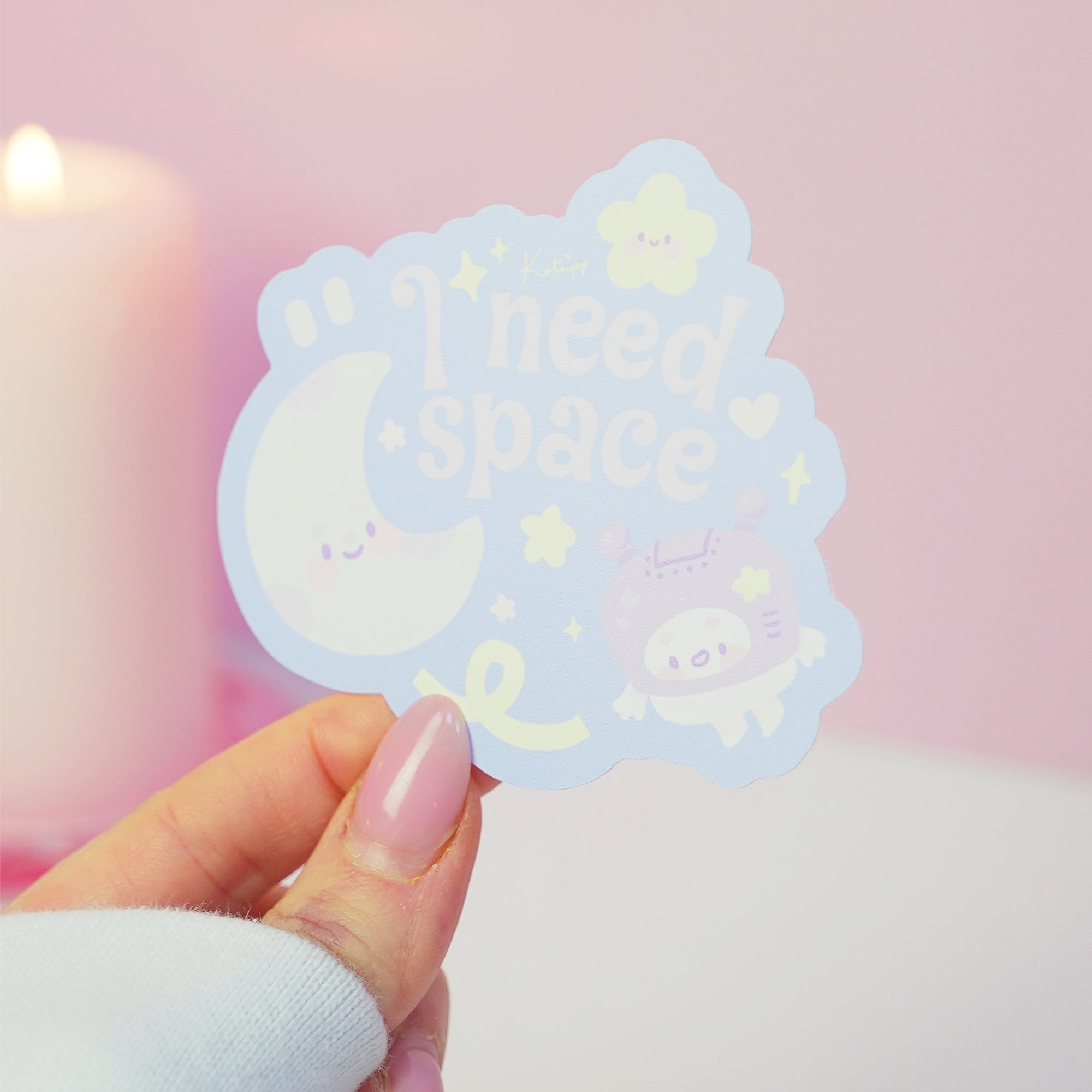 I Need Space Die Cut Vinyl Sticker | Pocket Planets Kawaii Space Decal Katnipp character product