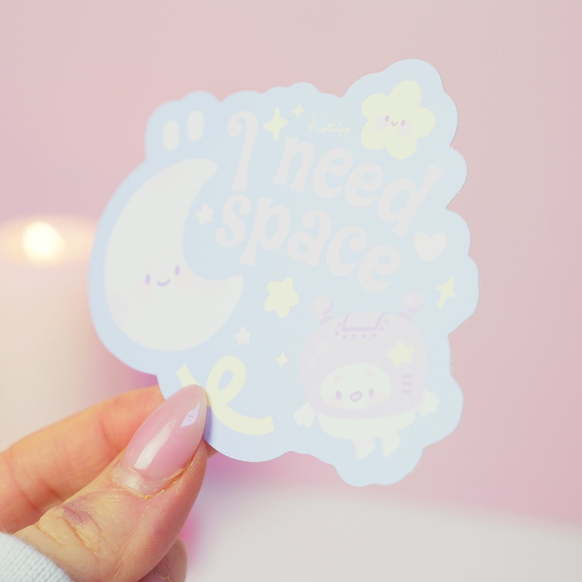 I Need Space Die Cut Vinyl Sticker | Pocket Planets Kawaii Space Decal Katnipp character product