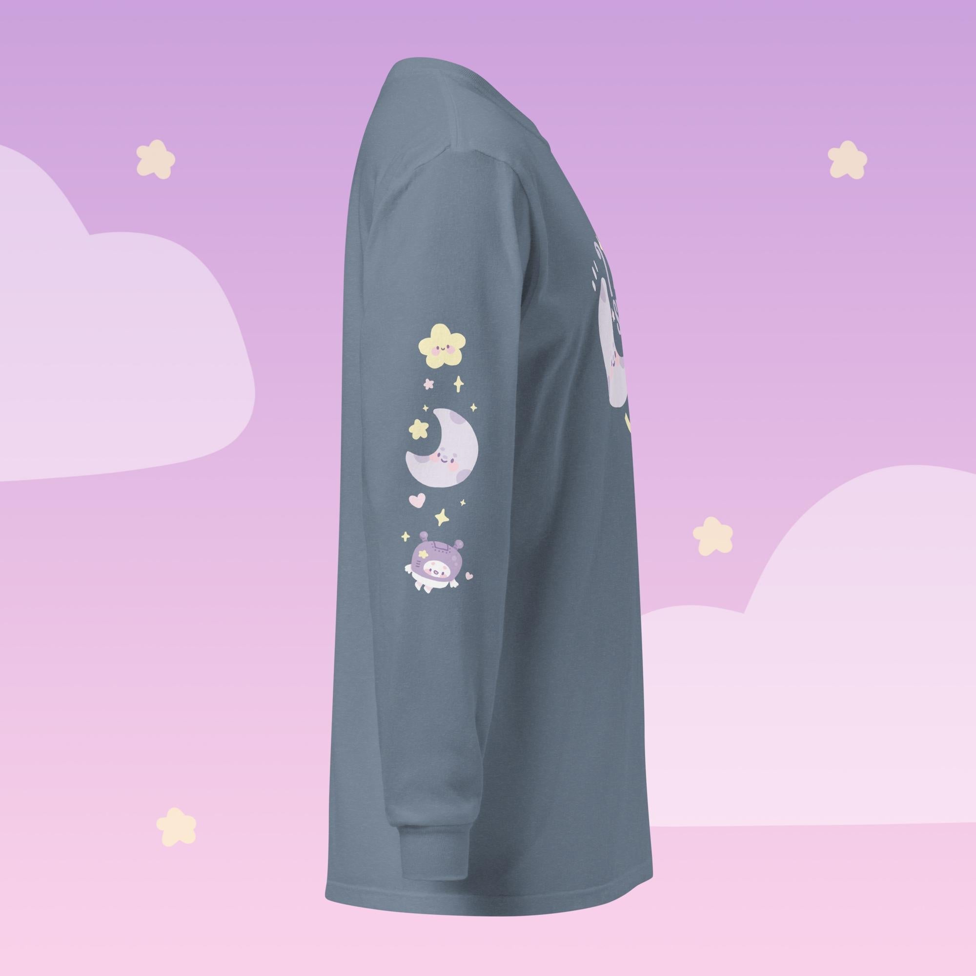 I Need Space Long Sleeve Shirt with Sleeve Design | Celestial Kawaii Katnipp character product