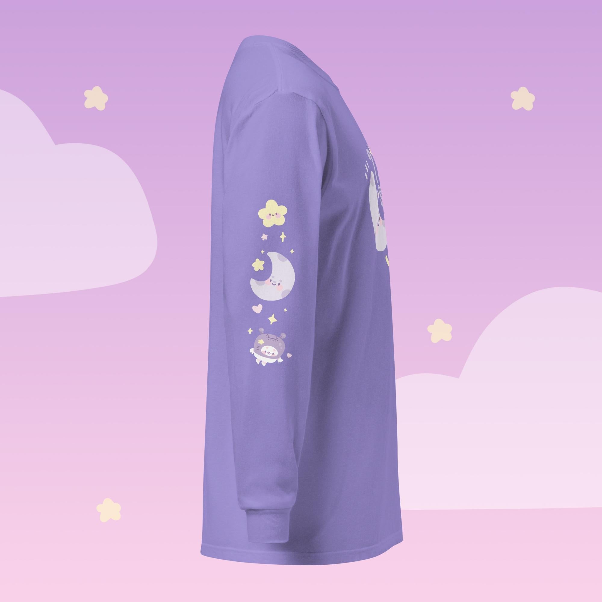 I Need Space Long Sleeve Shirt with Sleeve Design | Celestial Kawaii Katnipp character product