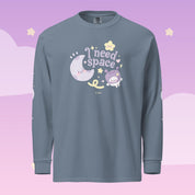 I Need Space Long Sleeve Shirt with Sleeve Design | Celestial Kawaii Katnipp character product