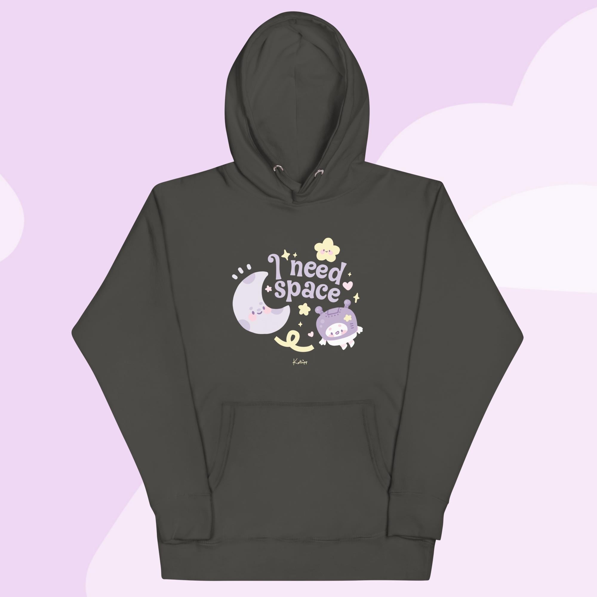 I Need Space Premium Hoodie | Celestial Kawaii Design Katnipp character product