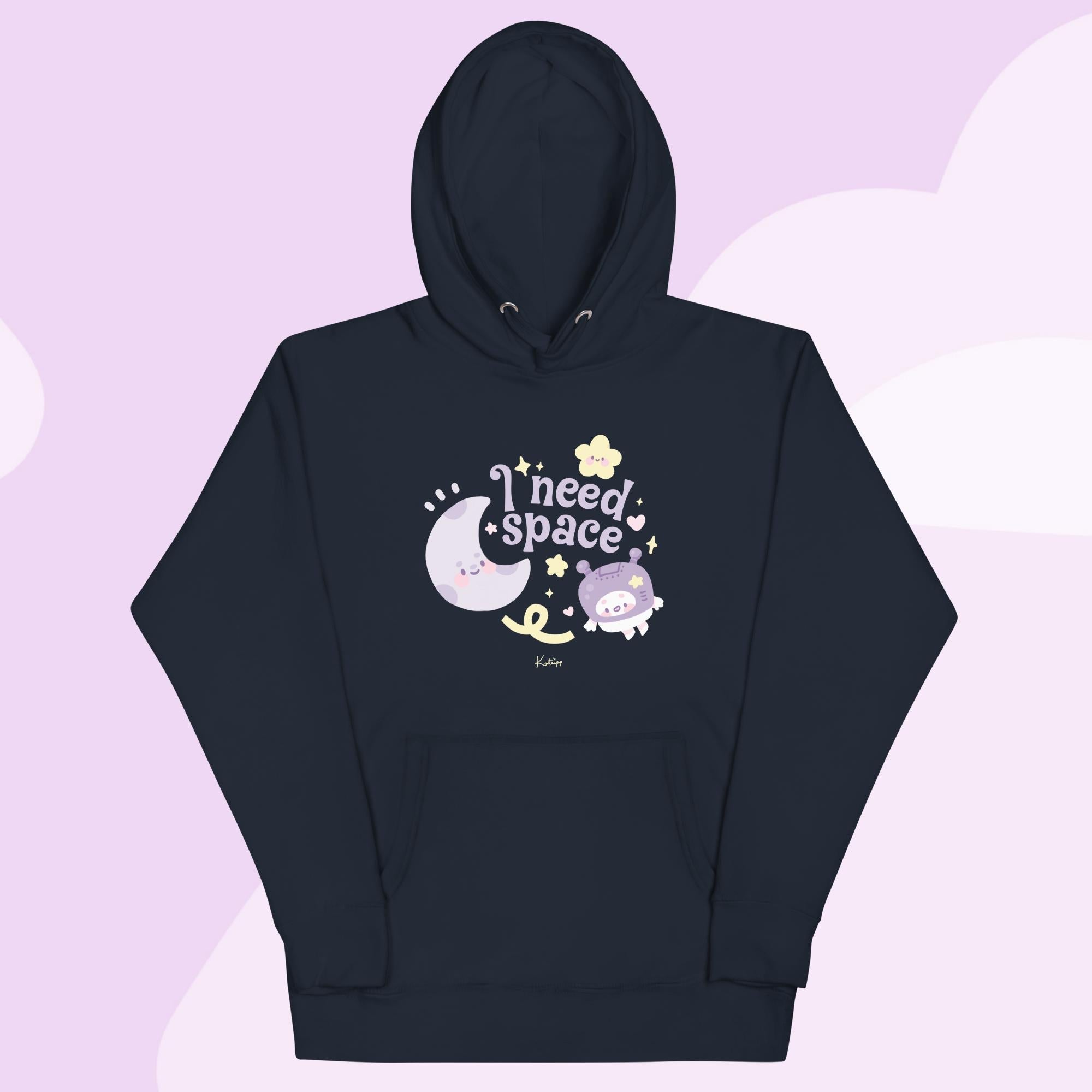 I Need Space Premium Hoodie | Celestial Kawaii Design Katnipp character product