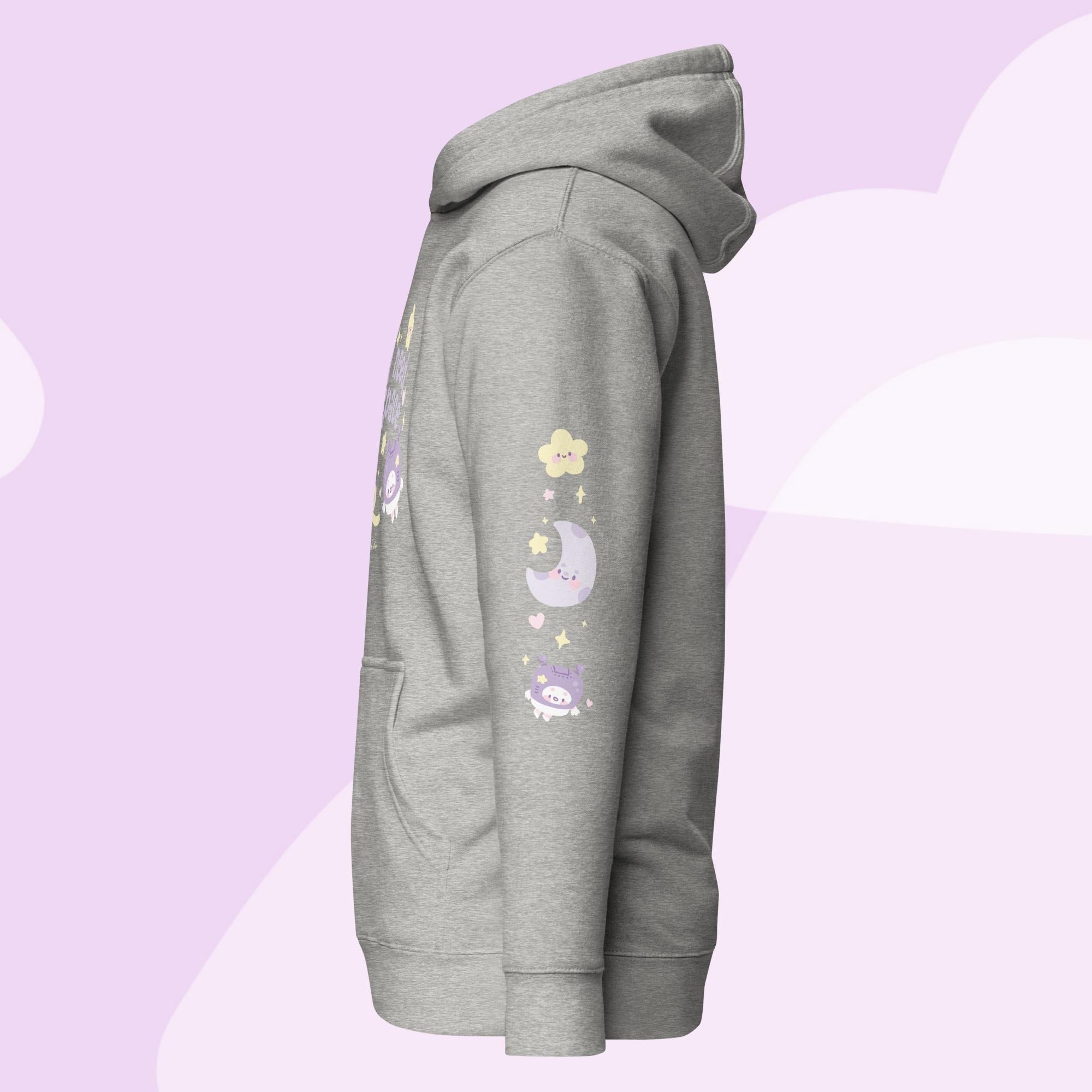 I Need Space Premium Hoodie with Sleeve Design | Cute Cosmic Kawaii Katnipp character product