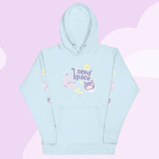 I Need Space Premium Hoodie with Sleeve Design | Cute Cosmic Kawaii Katnipp character product