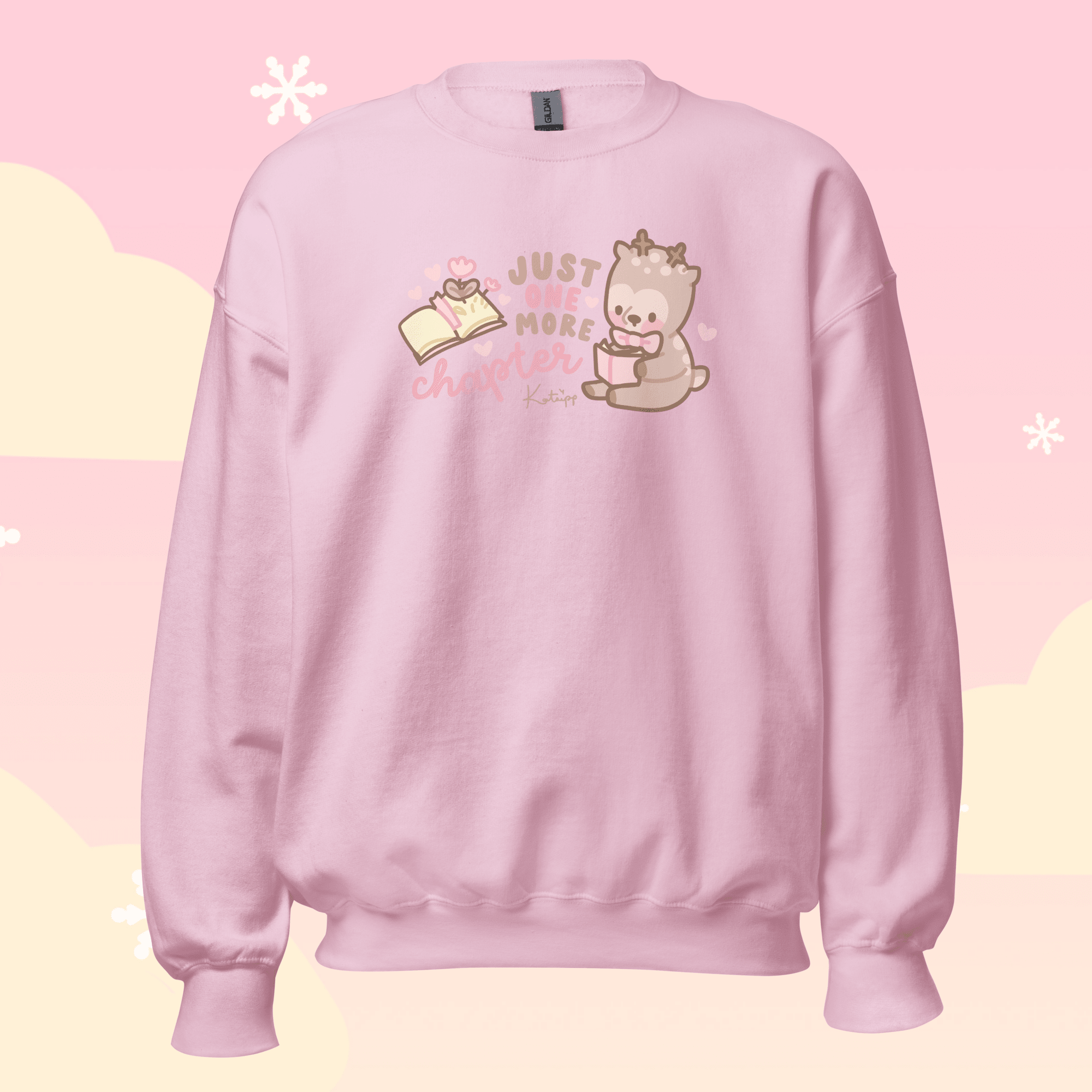 Just One More Chapter Kawaii Bookish Sweatshirt | Cozy Reader Gift & Book Lover Apparel Katnipp character product