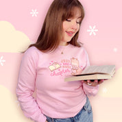 Just One More Chapter Kawaii Bookish Sweatshirt | Cozy Reader Gift & Book Lover Apparel Katnipp character product