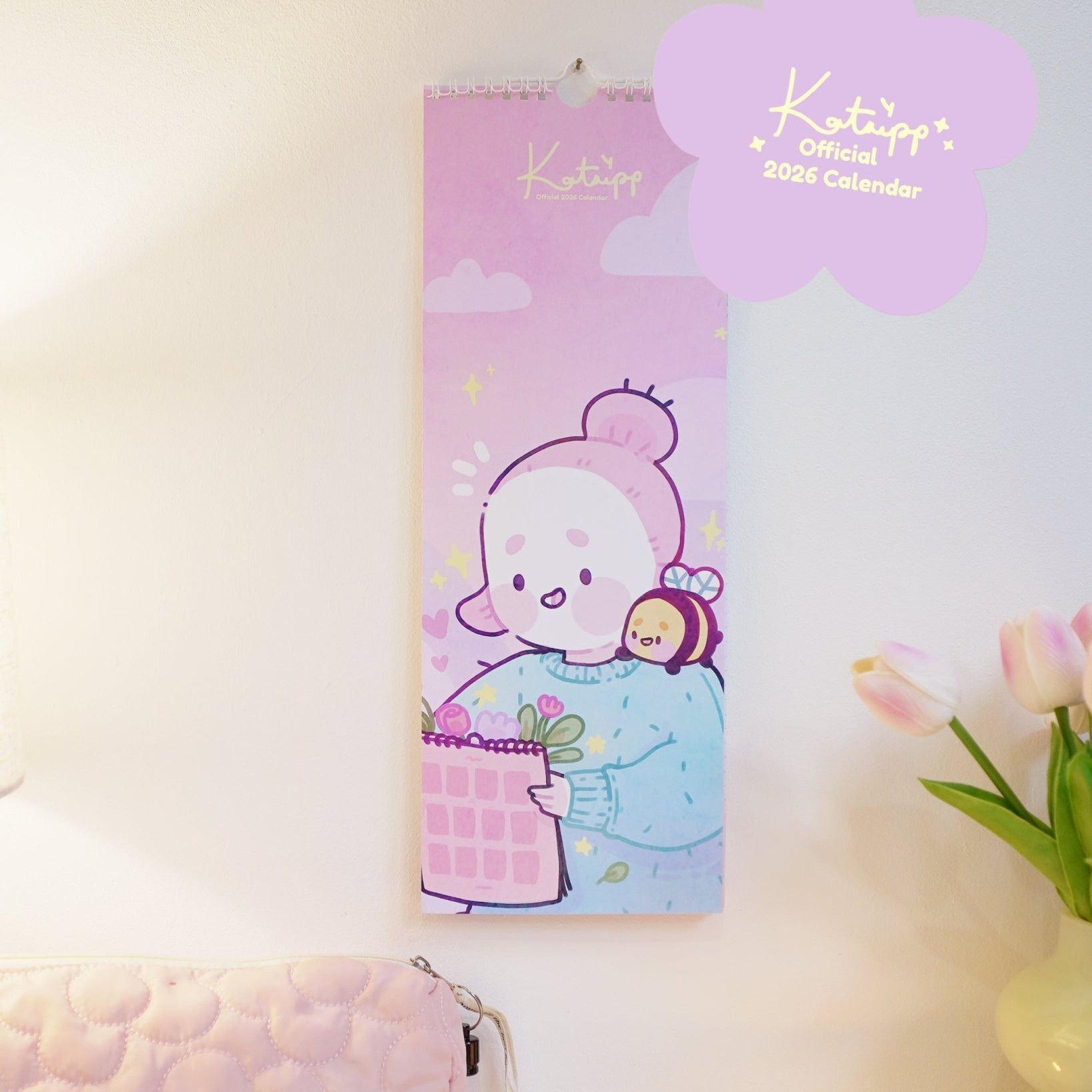 Katnipp 2026 Slim Wall Calendar | Pastel Kawaii Celestial Edition Katnipp character product