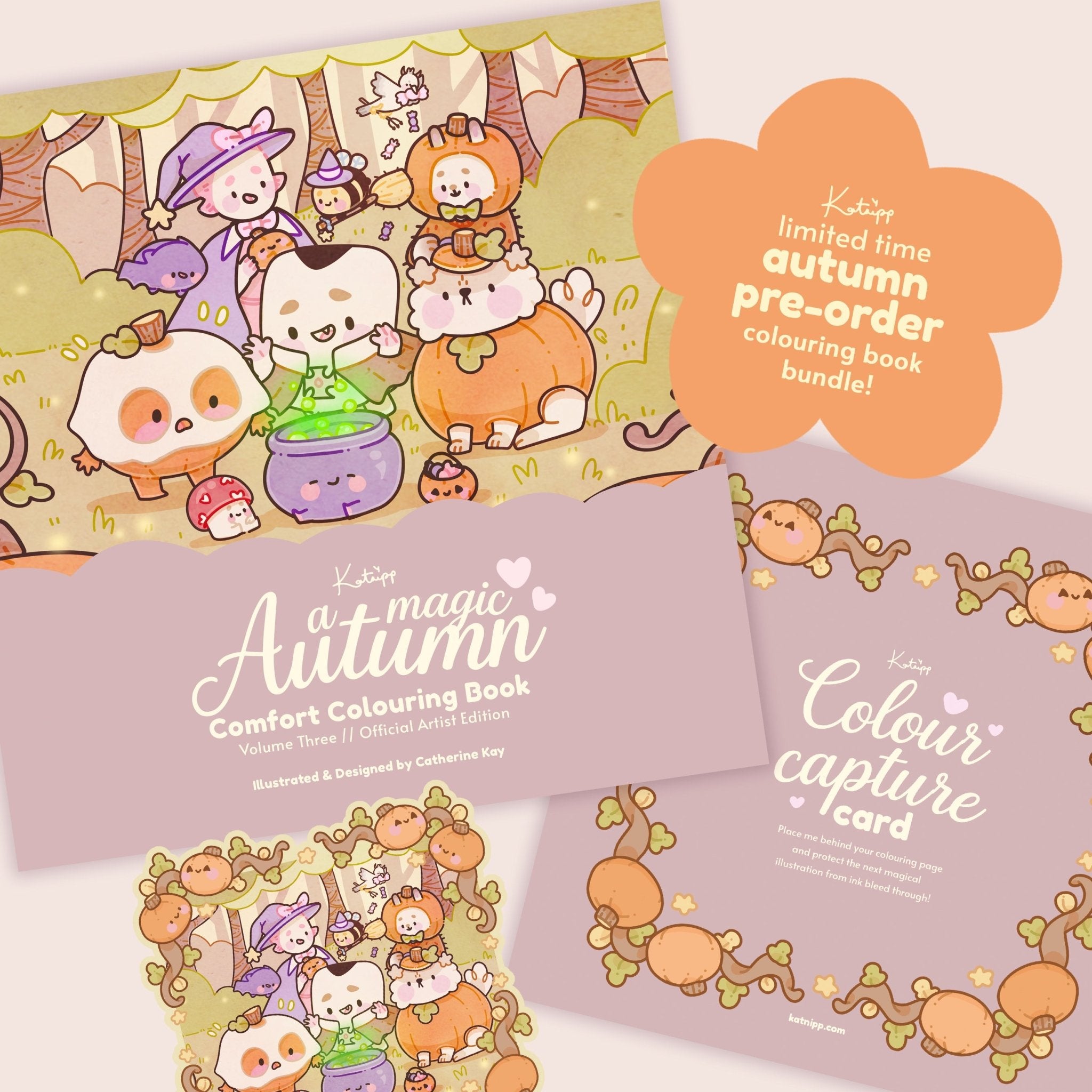 Katnipp A Magic Autumn Comfort Colouring Book for Adults | Cute Kawaii Autumn Colouring Book | Official Artist Edition Katnipp character product