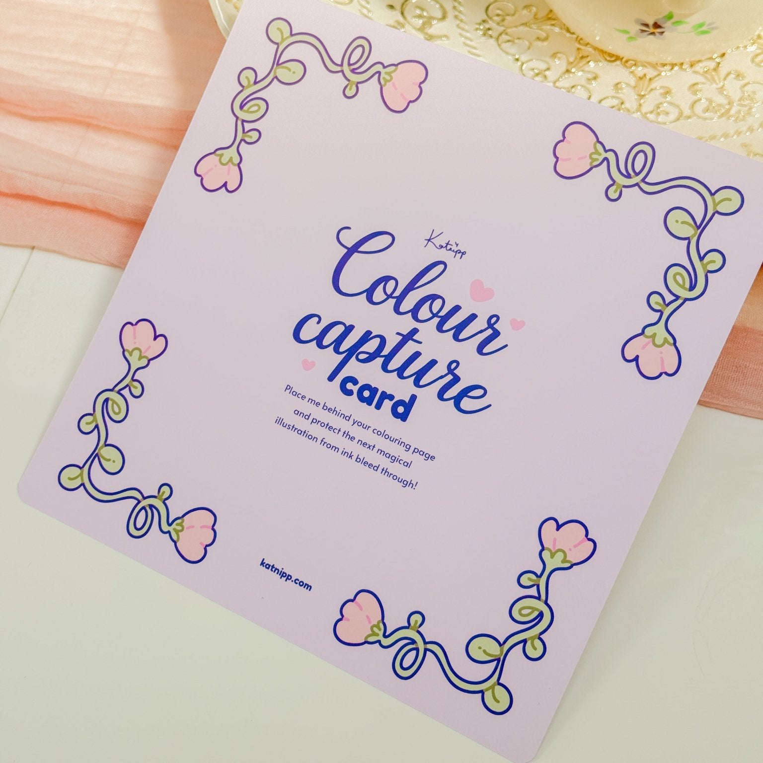 Katnipp Colour Capture Card | Adult Colouring Book Bleed Protection Card | Marker Protection Sheet Katnipp character product