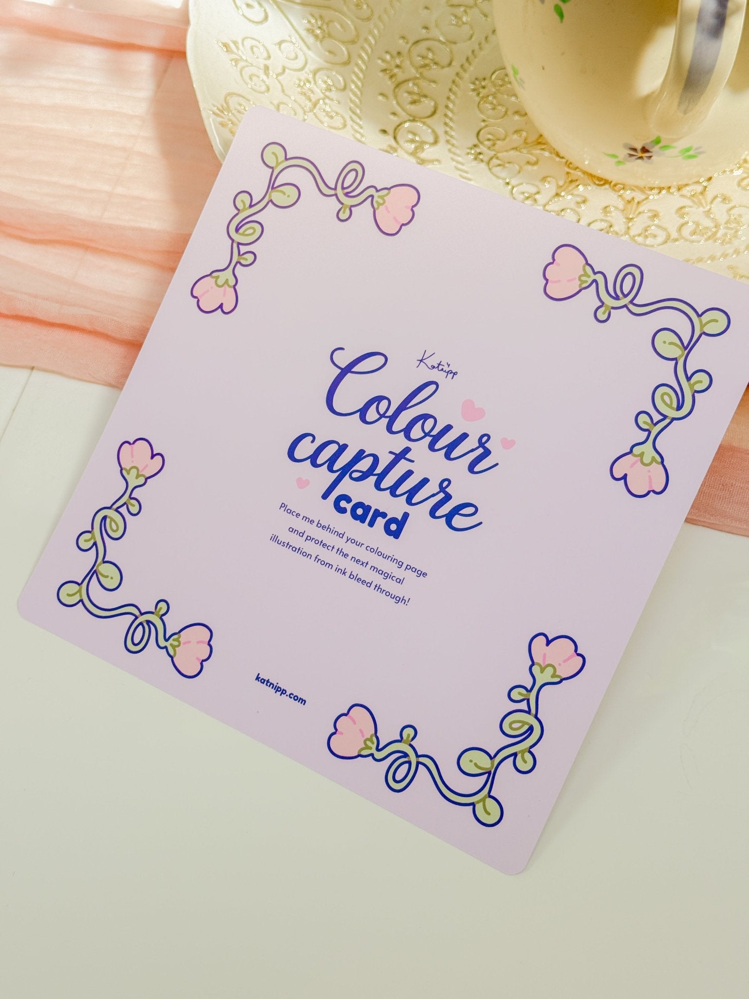 Katnipp Colour Capture Card | Adult Colouring Book Bleed Protection Card | Marker Protection Sheet Katnipp character product