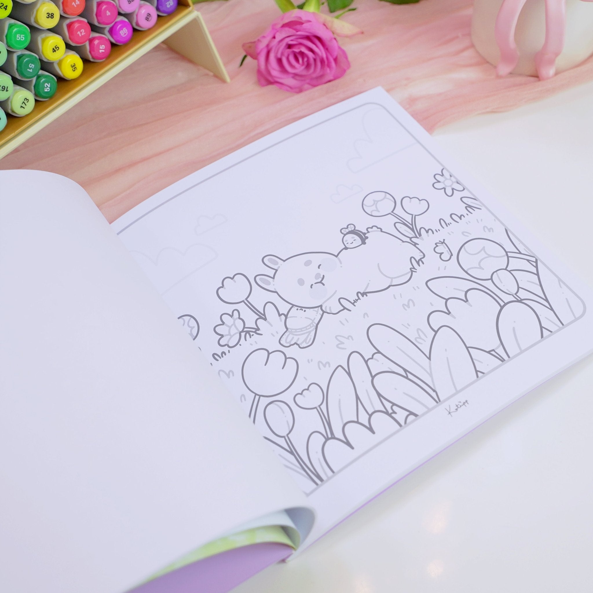 Katnipp Soft Spring Comfort Colouring Book | Kawaii Spring Colouring Book Artist Edition Katnipp character product
