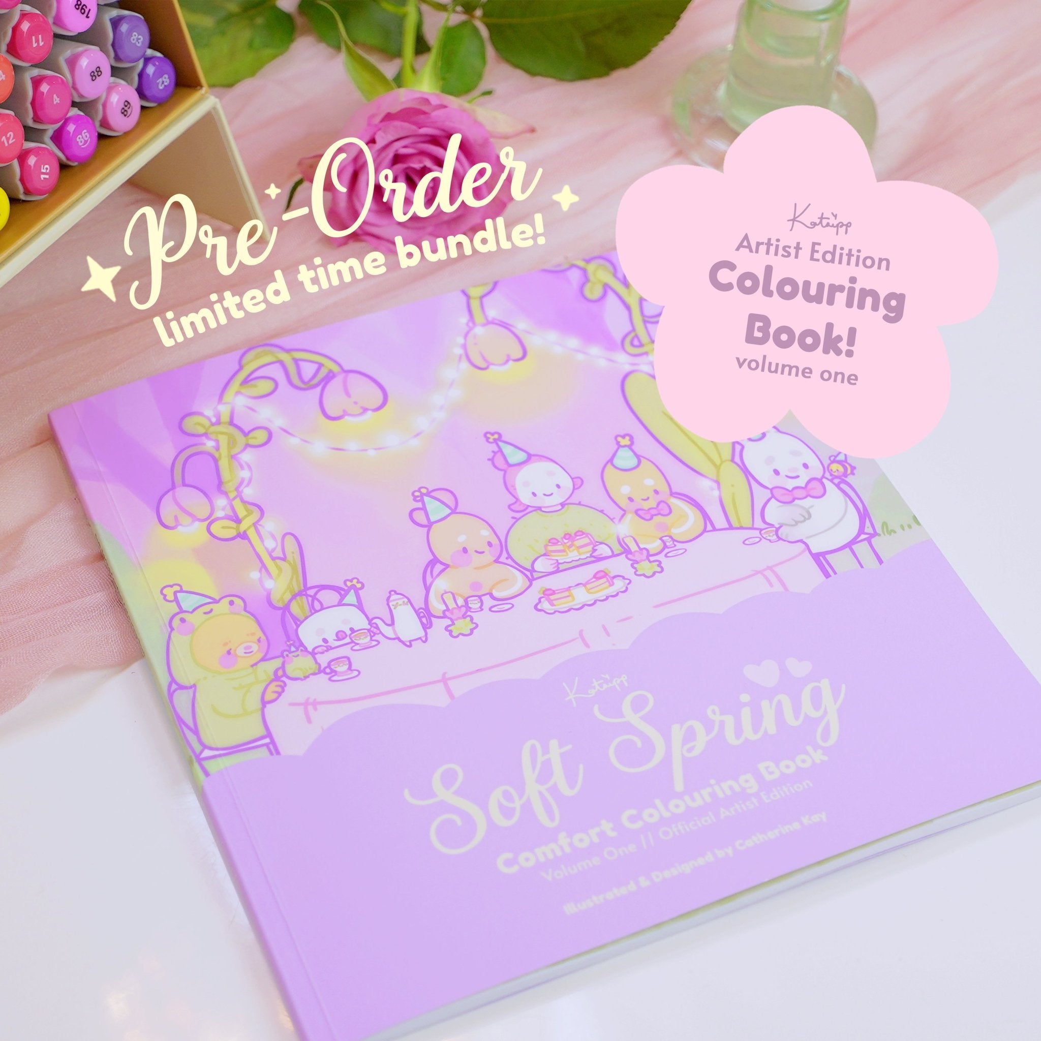 Katnipp Soft Spring Comfort Colouring Book | Kawaii Spring Colouring Book Artist Edition Katnipp character product