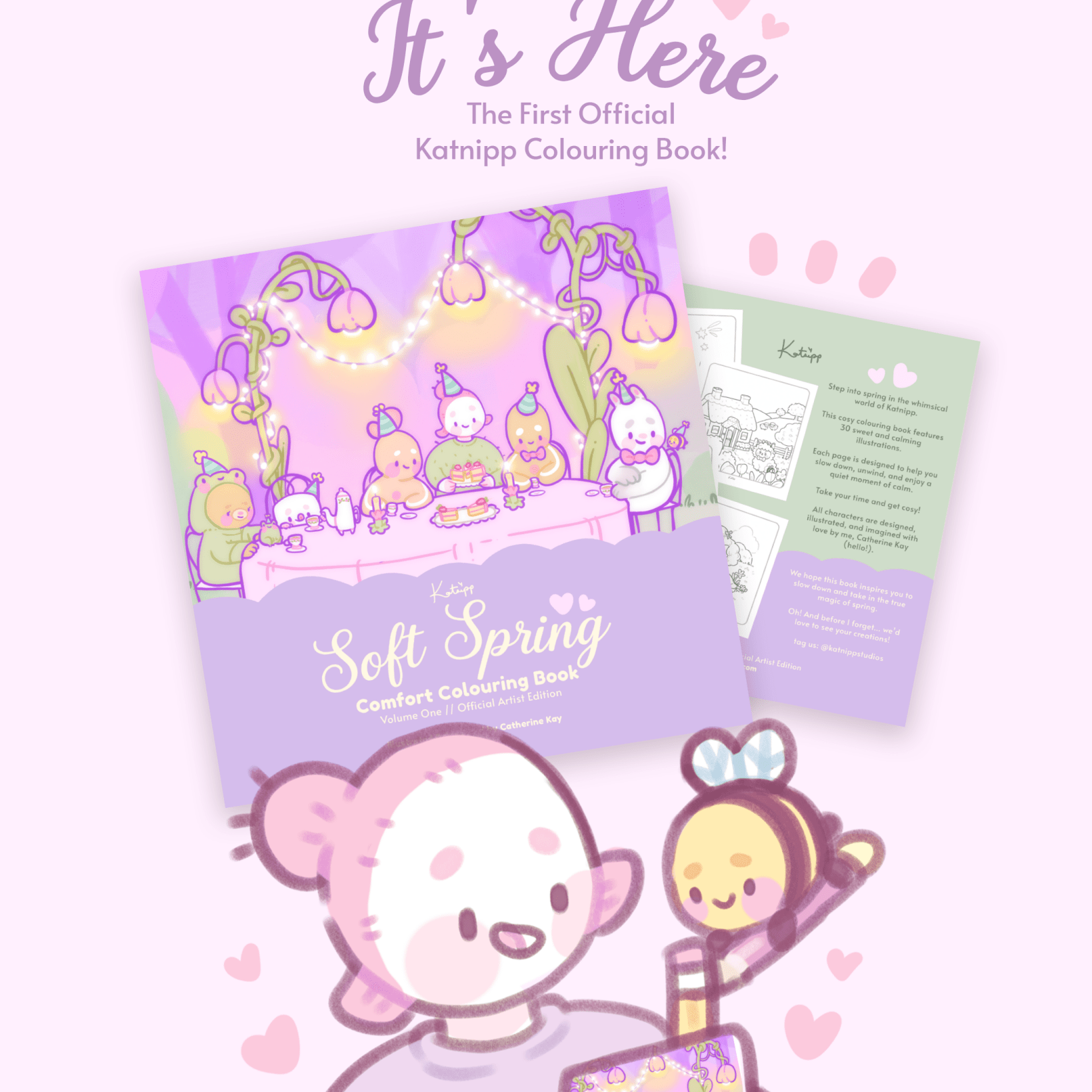 Katnipp Soft Spring Comfort Colouring Book | Kawaii Spring Colouring Book Artist Edition Katnipp character product