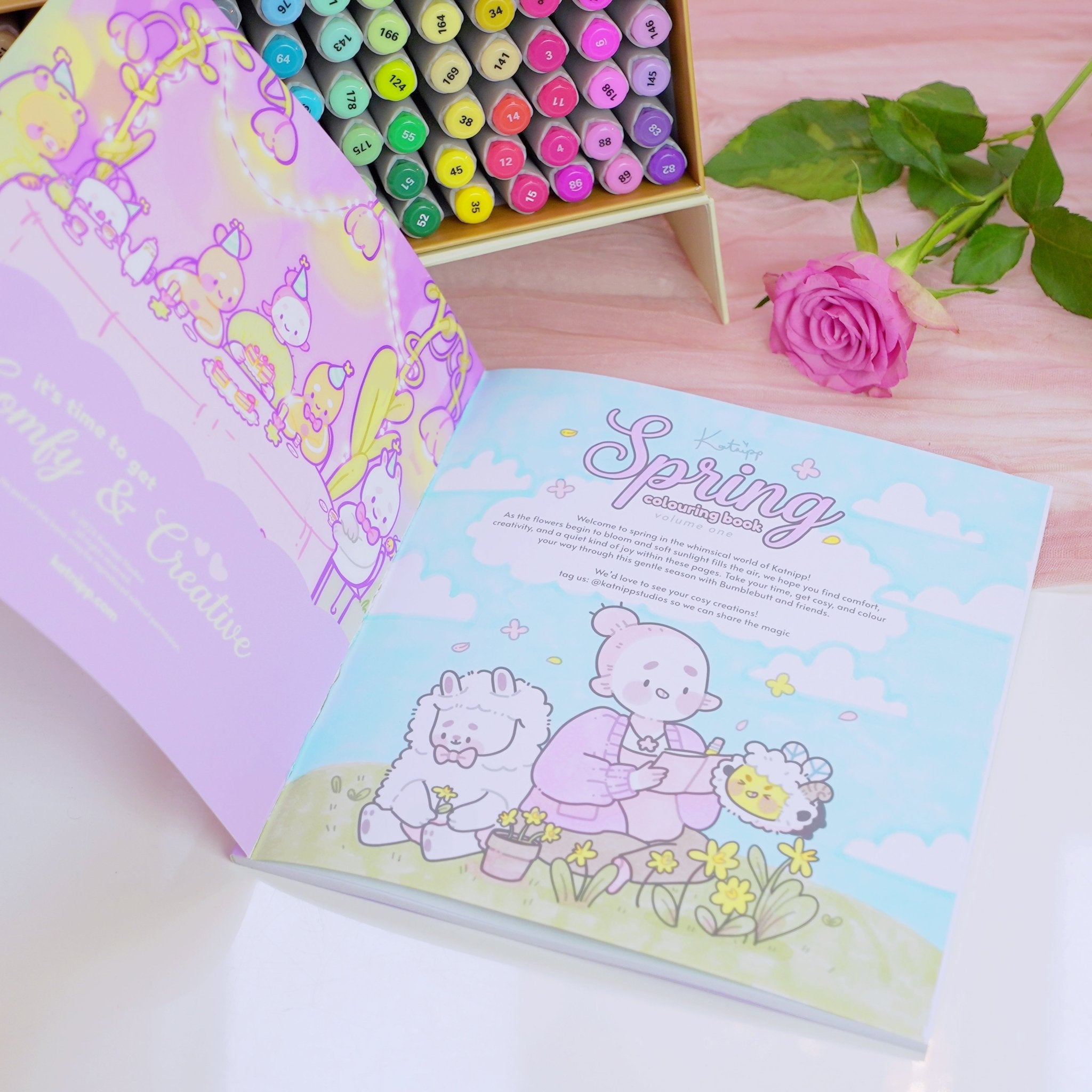 Katnipp Soft Spring Comfort Colouring Book | Kawaii Spring Colouring Book Artist Edition Katnipp character product