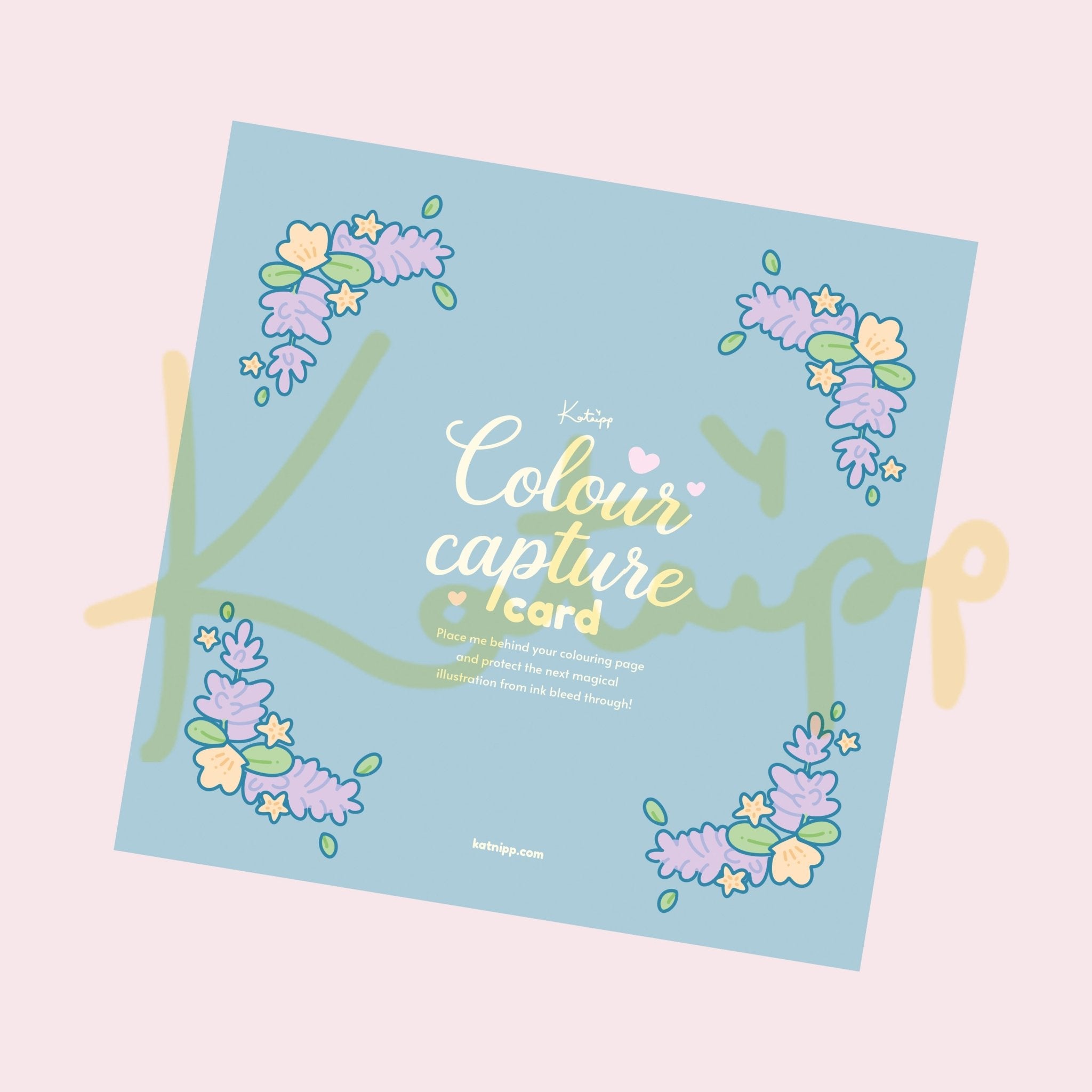 Katnipp Sunnie's Summer Colour Capture Card | Adult Colouring Book Bleed Protection Card | Marker Protection Sheet Katnipp character product