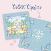 Katnipp Sunnie's Summer Colour Capture Card | Adult Colouring Book Bleed Protection Card | Marker Protection Sheet Katnipp character product