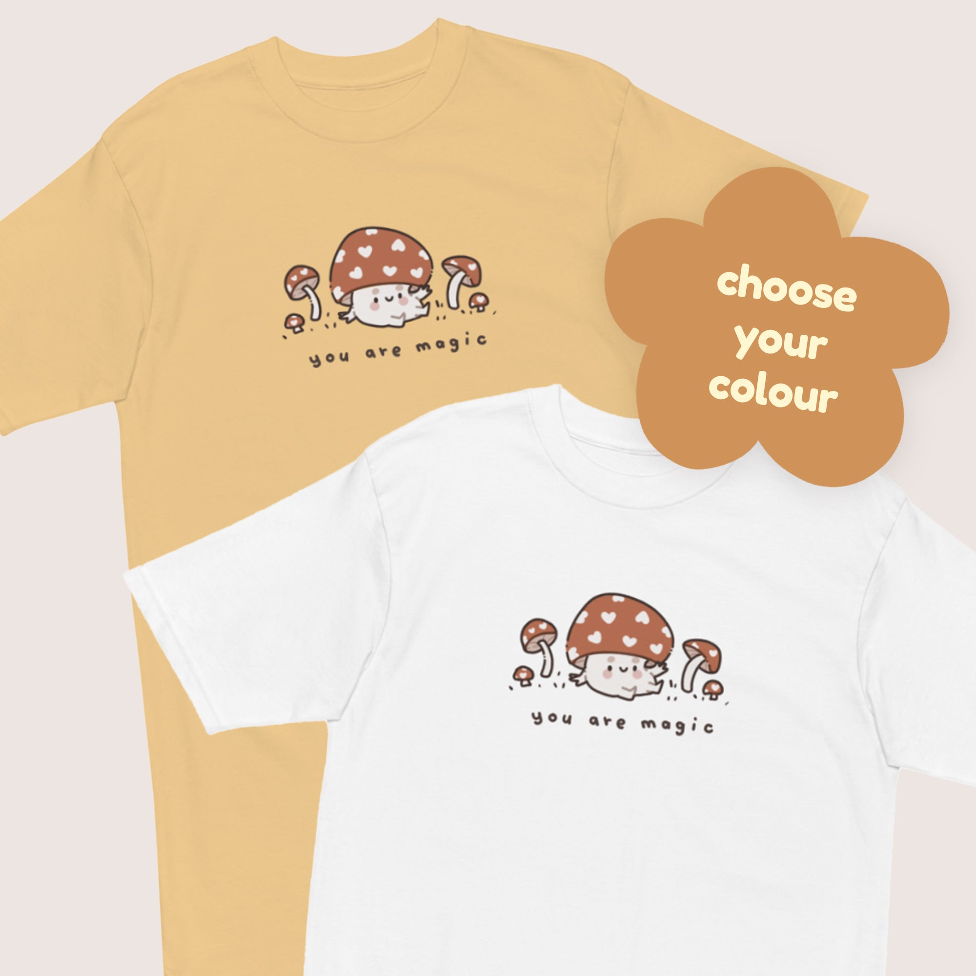 Kawaii Autumn Mushroom T-Shirt – “You Are Magic” Premium Heavyweight Cozy Fall Tee - Cute Seasonal Apparel - Katnipp Studios