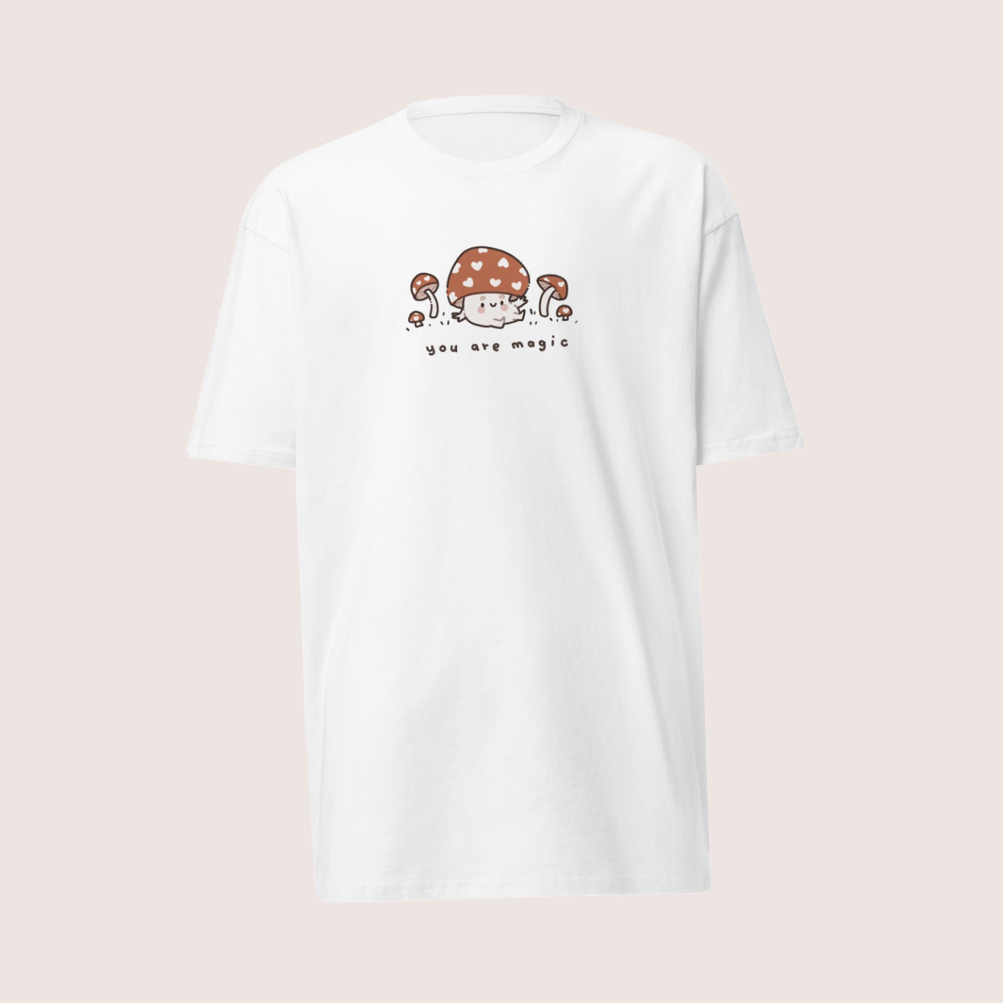 Kawaii Autumn Mushroom T-Shirt – “You Are Magic” Premium Heavyweight Cozy Fall Tee - Cute Seasonal Apparel - Katnipp Studios