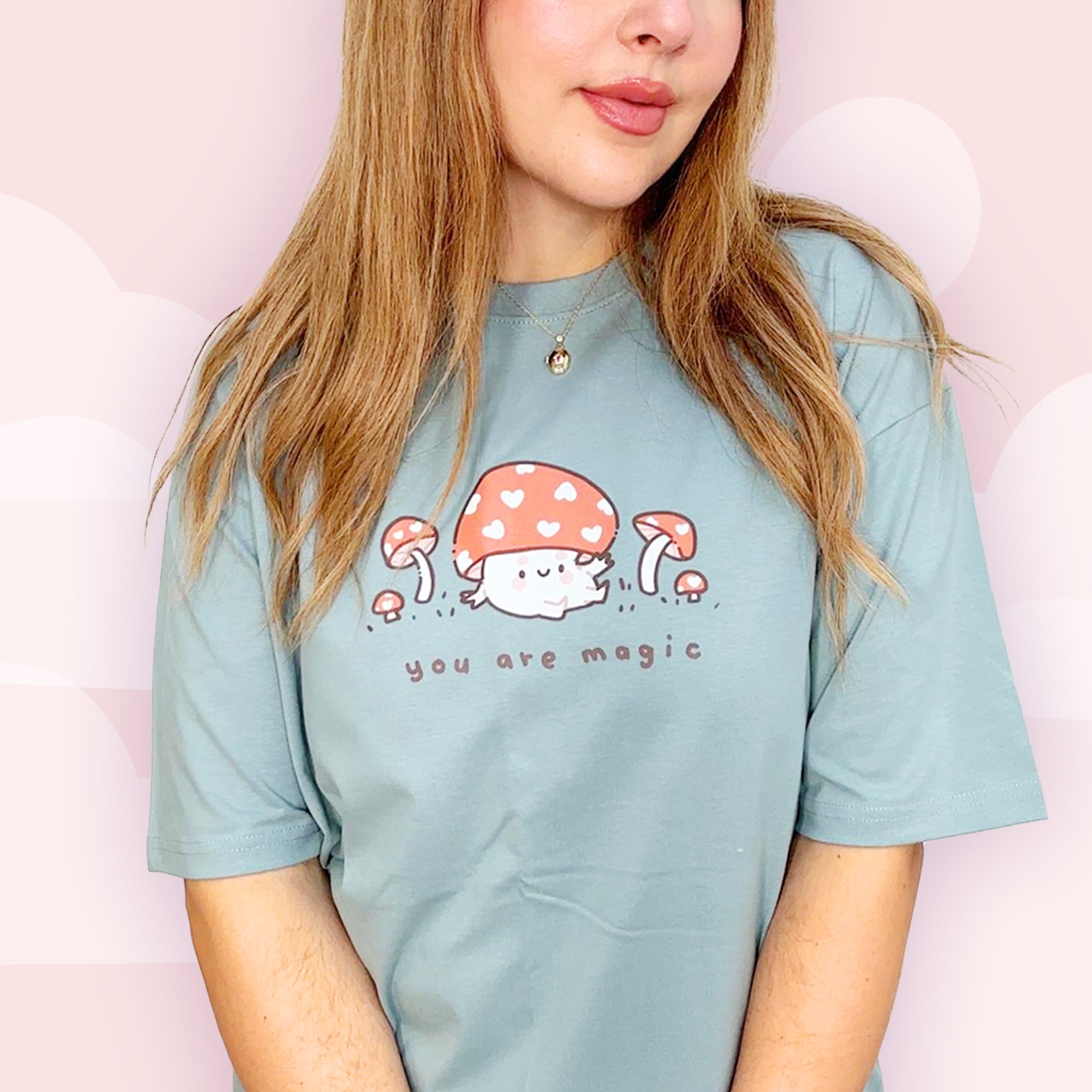 Kawaii Autumn Mushroom T-Shirt – “You Are Magic” Premium Heavyweight Cozy Fall Tee - Cute Seasonal Apparel - Katnipp Studios