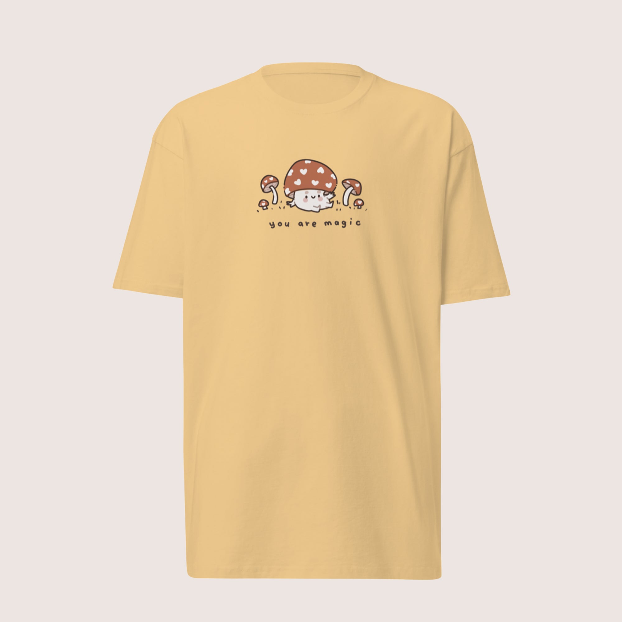 Kawaii Autumn Mushroom T-Shirt – “You Are Magic” Premium Heavyweight Cozy Fall Tee - Cute Seasonal Apparel - Katnipp Studios