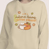 Kawaii Autumn Sweater - 'Autumn Leaves & Coffee Please!' - Cozy Fall Sweatshirt - Katnipp Studios