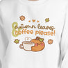 Kawaii Autumn Sweater - 'Autumn Leaves & Coffee Please!' - Cozy Fall Sweatshirt - Katnipp Studios