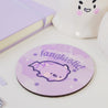 Kawaii Bartholomew the Bat Gothic Halloween Coaster – ‘Don’t Be Ordinary, Be Fangtastic’ - Spooky Desk Decor & Halloween Drinkware - Katnipp Studios