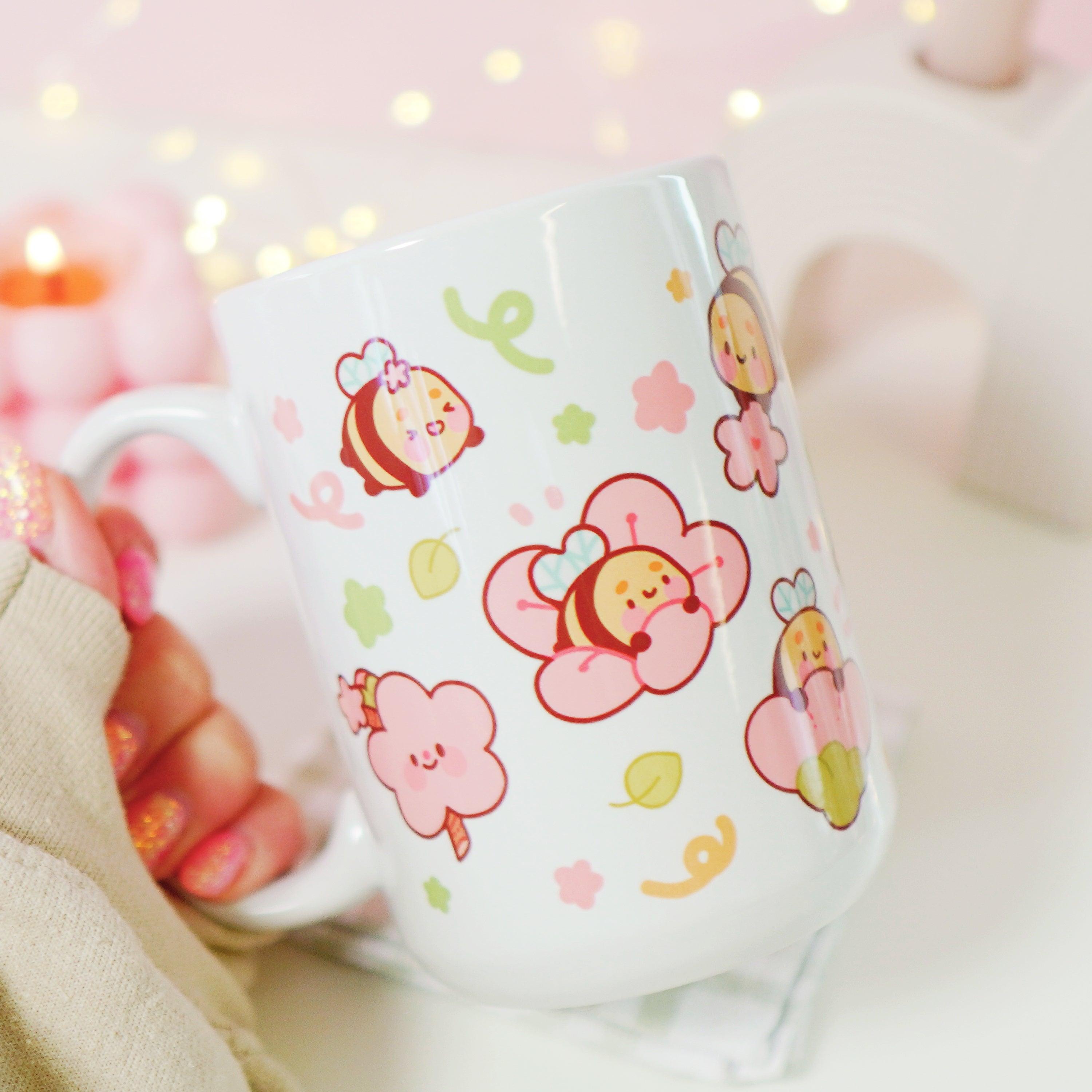 Kawaii Bumblebutt Sakura Pastel Bee Mug - Cute Homeware - Katnipp Studios